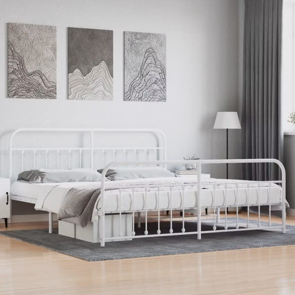 vidaXL Giroletto con testiera e pediera in metallo bianco 193x203 cm - Giroletto - Giroletto - Struttura letto - Letto
