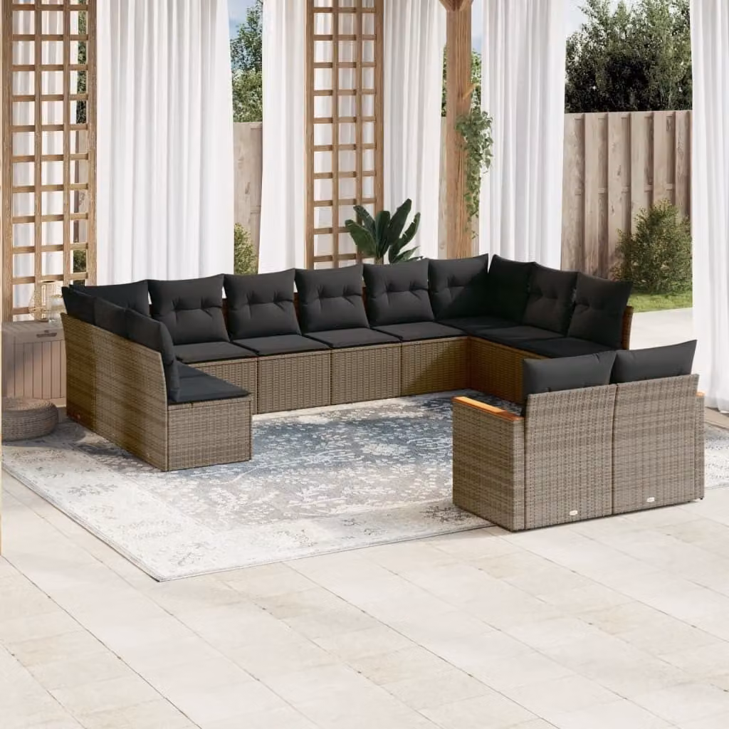 Maison Exclusive - Set Divani da Giardino 12 pz con Cuscini Grigio in Polyrattan