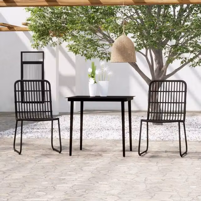 Set da Pranzo da Giardino 3 pz Nero 3099179