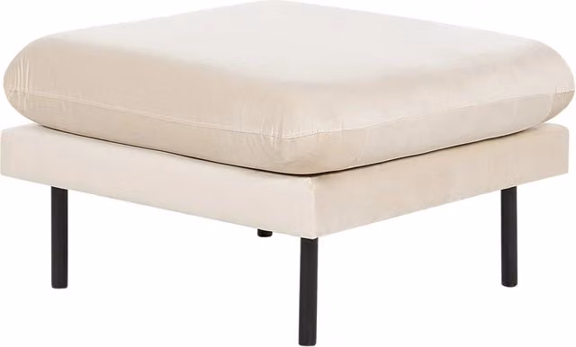 Pouf rettangolare in velluto beige BELIANI con struttura imbottita e gambe in metallo stile moderno L: 70 cm, P: 70 cm, H: 44 cm