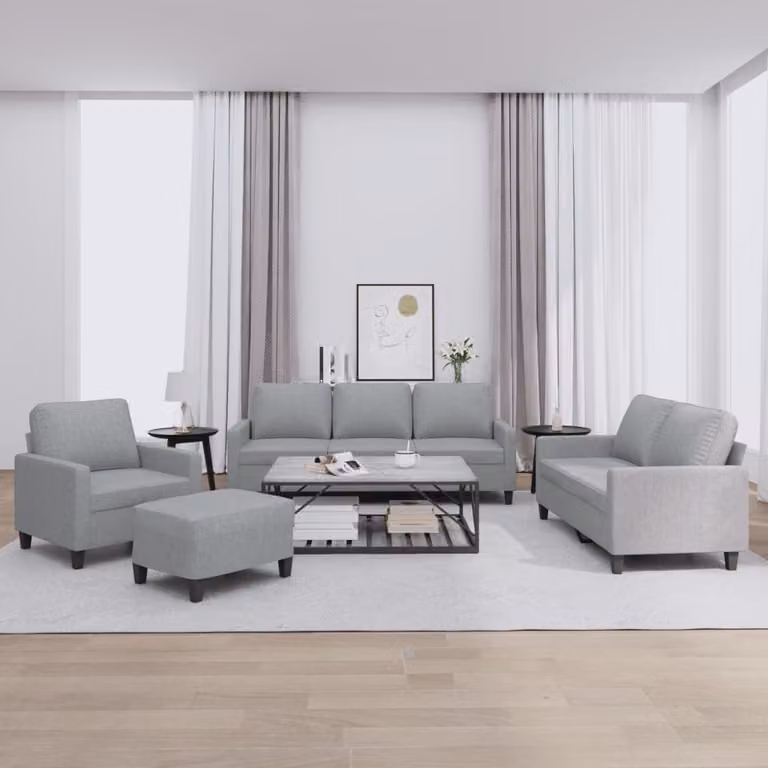Maison Exclusive - Set divano 4 pezzi con cuscini in tessuto grigio chiaro