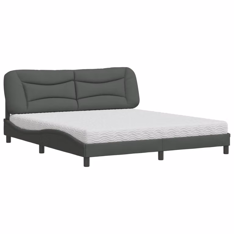 Letto con Materasso Hvar Grigio Scuro 180x200 cm Tessuto