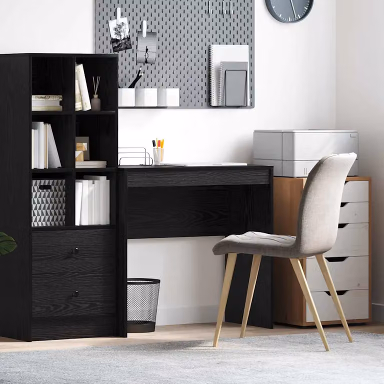 Scrivania da computer vidaXL in rovere e nero, L 80 x P 40 x H 76 cm