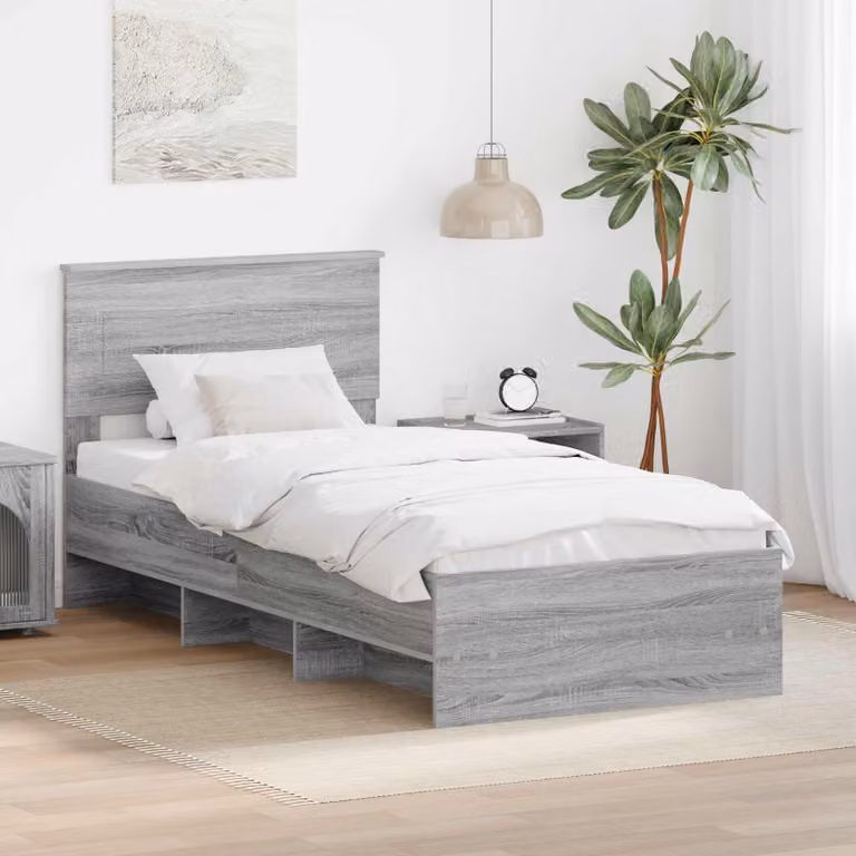 Struttura del letto moderna vidaXL in legno ingegnerizzato grigio 80 x 200 cm