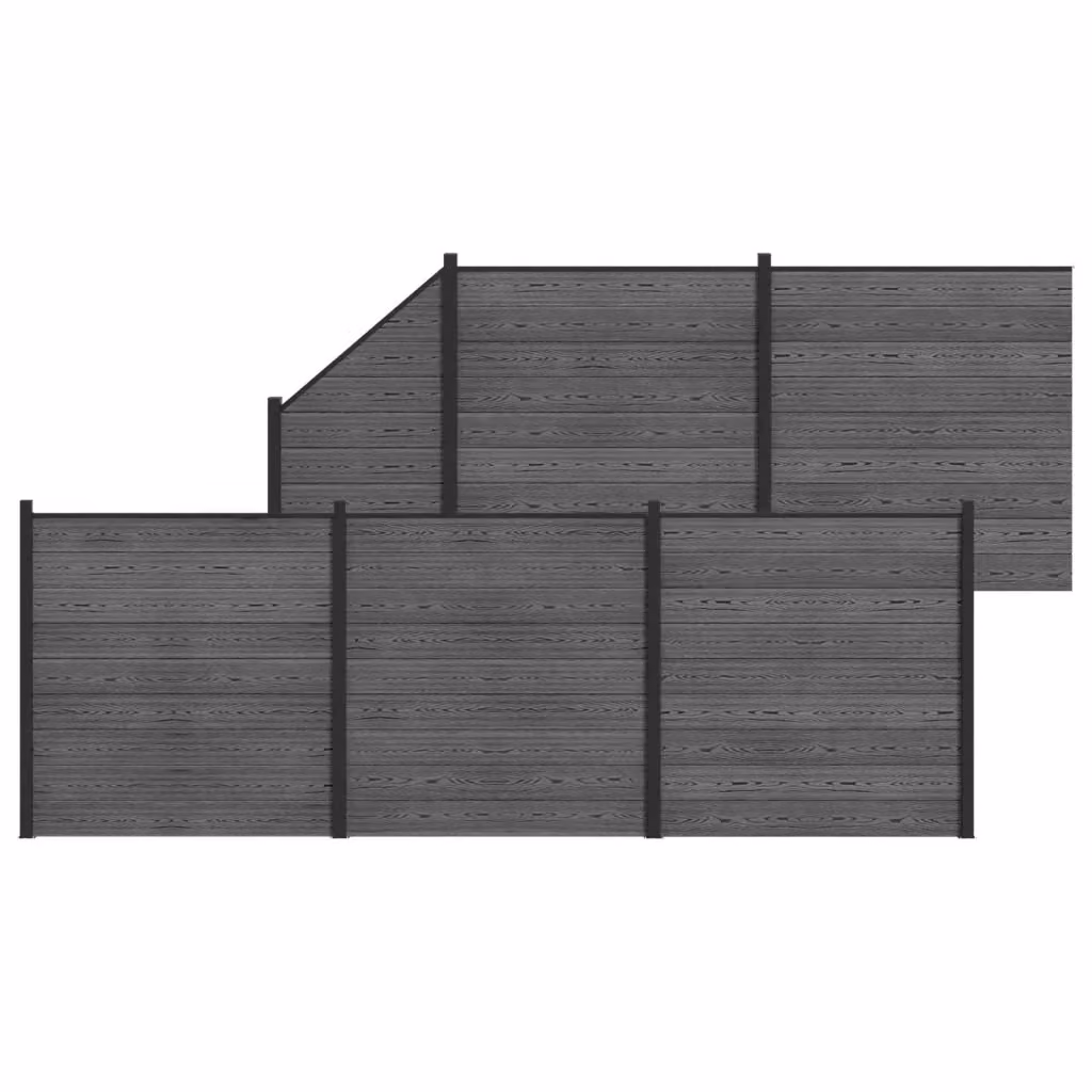 Set di recinzione vidaXL in WPC e alluminio grigio, 6 pezzi, L: 965 cm, H: 186 cm – 2