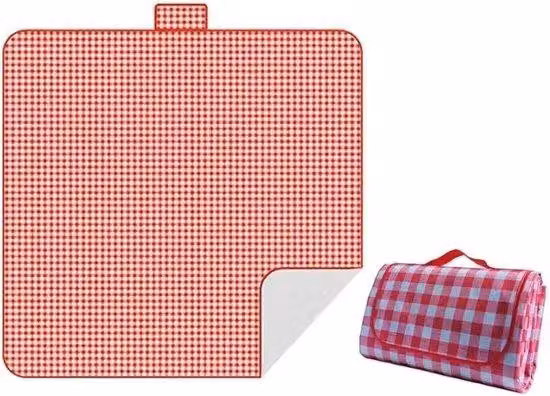Tavolo da picnic pieghevole - Stuoia da spiaggia - 200x200 cm - Tessuto non tessuto - Ideale per 6-8 persone - Perfetto per passeggiate, campeggio, parchi, spiagge e ambienti interni - Sottotavolo in tessuto non tessuto rosso