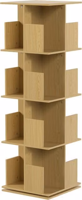 Libreria Girevole HOMCOM a 4 Livelli con 16 Scomparti, Colore Rovere, L 39 cm x P 39 cm x H 128,3 cm – 1