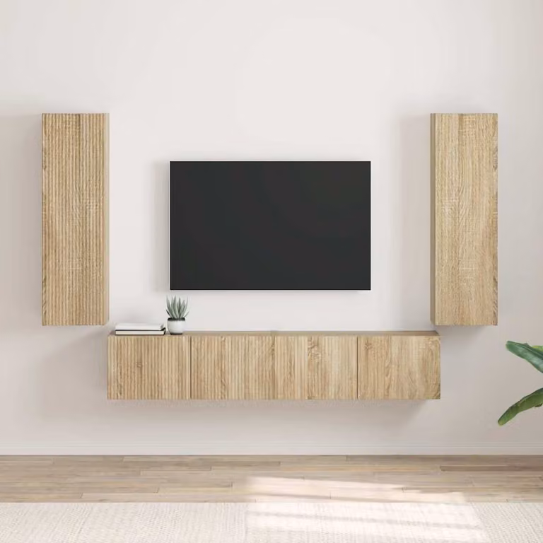 Set di 2 supporti mobili per TV da parete vidaXL in legno ingegnerizzato color marrone Sonoma con finitura opaca
