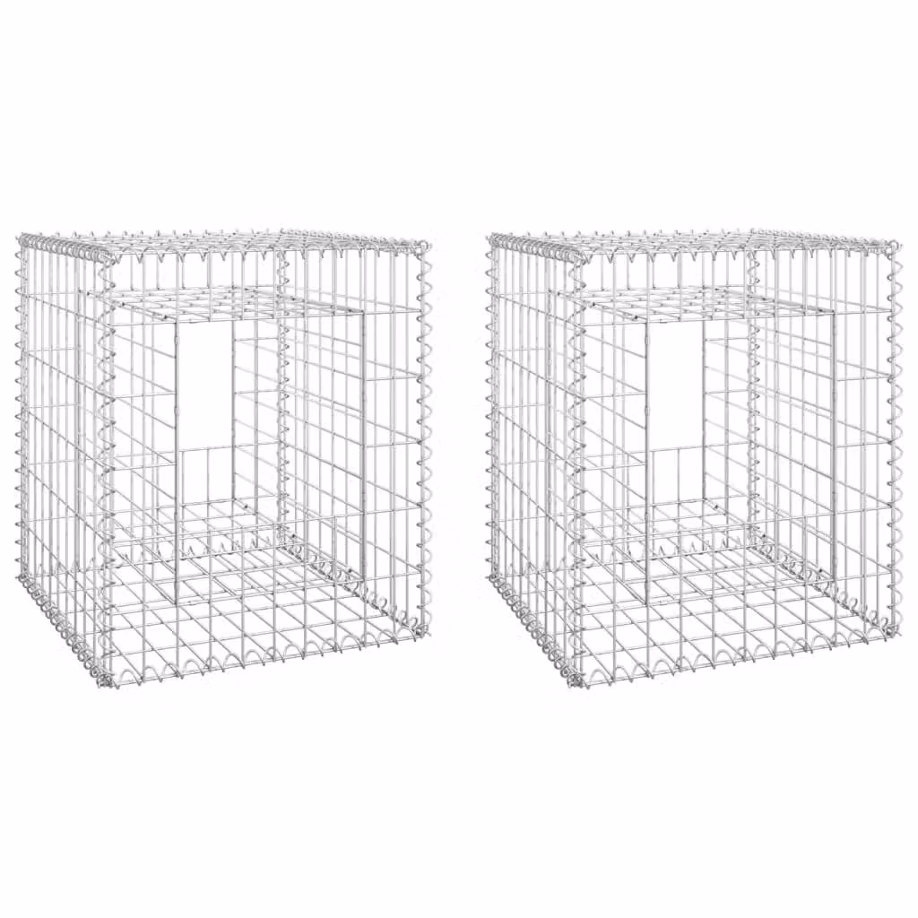 Cesti a Gabbione a Torre 2 pz 50x50x60 cm in Ferro