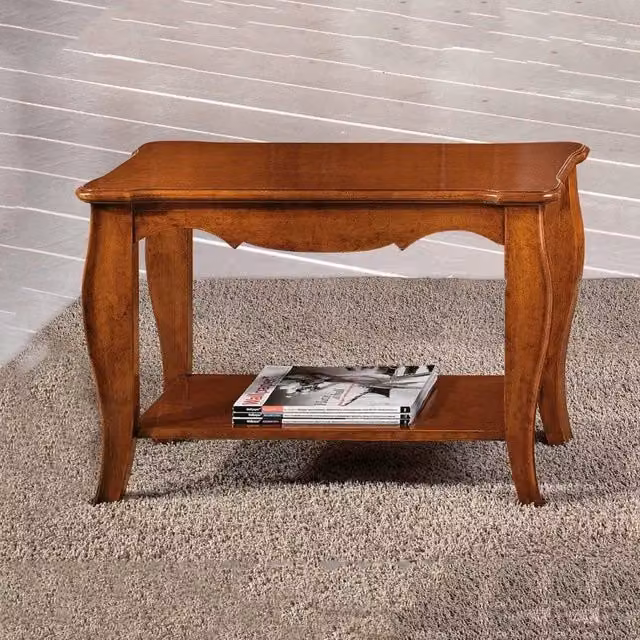 Tavolino sagomato in legno massello con ripiano tinta noce misura l.81 p.42 h.56 - Mobili 2G