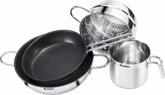 Set di pentola - Acciaio inossidabile 14 pezzi Set di pentole Jette incl. 5 coperchi in vetro per induzione