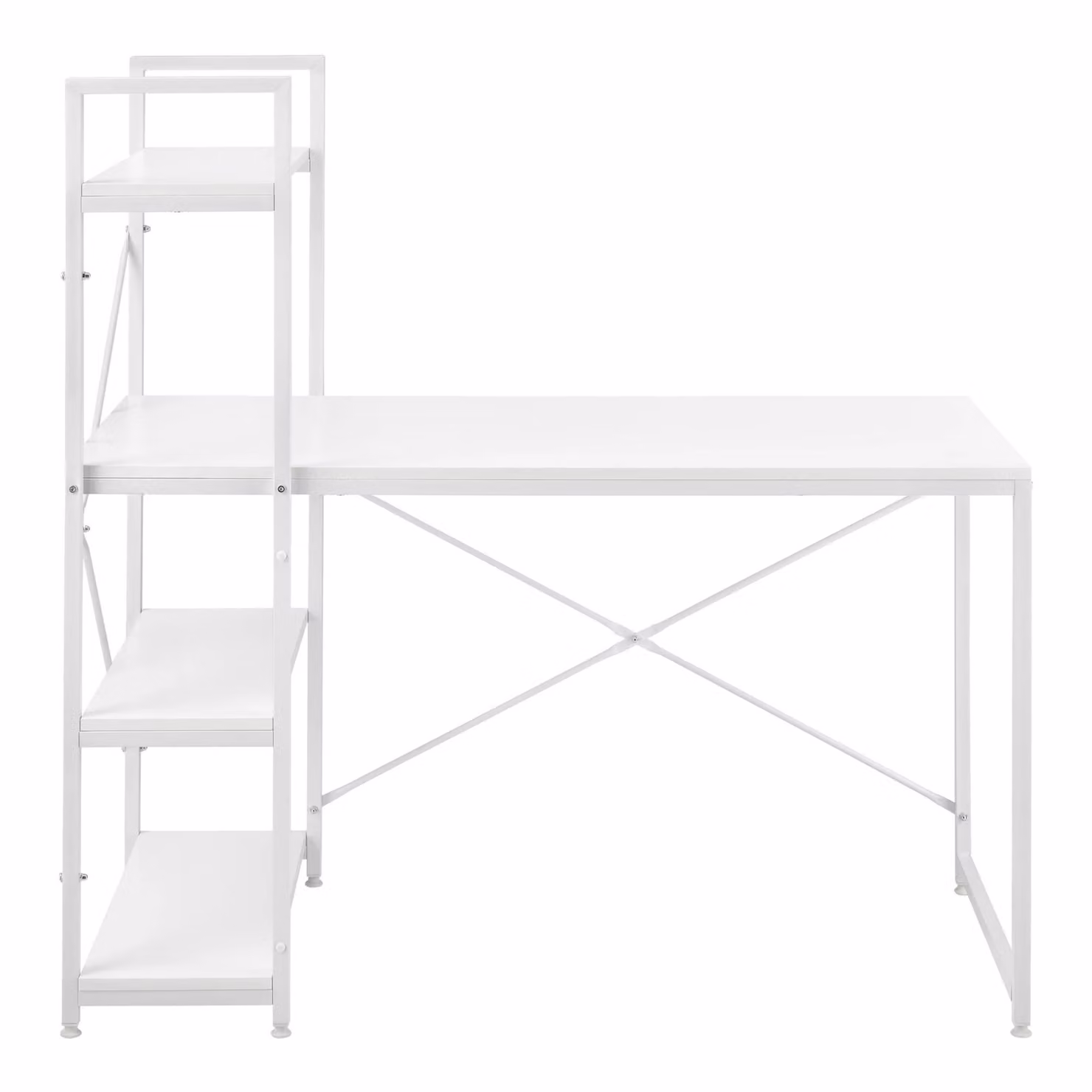 Scrivania In And OutdoorMatch Nicole - Con 4 ripiani - 120 x 64 x 122 cm - Bianco - Truciolato e acciaio - Design alla moda