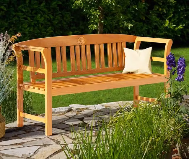Panca da giardino Rose Deuba a 3 posti in legno di eucalipto FSC marrone con cuscini inclusi – 1
