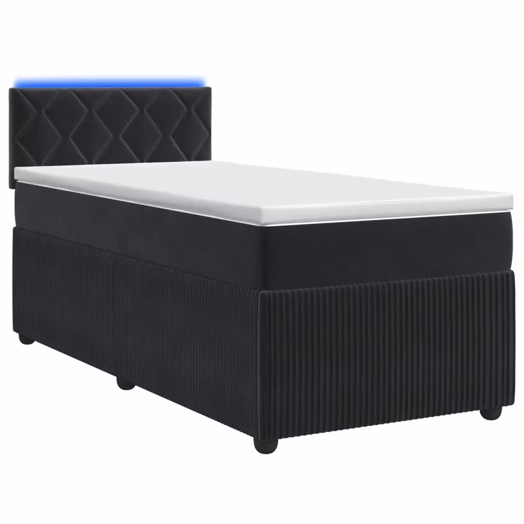 Letto box spring con materasso ibrido vidaXL in velluto nero con base a sollevamento, illuminazione sottostante e porta USB, L/P: 90 x 200 cm – 2