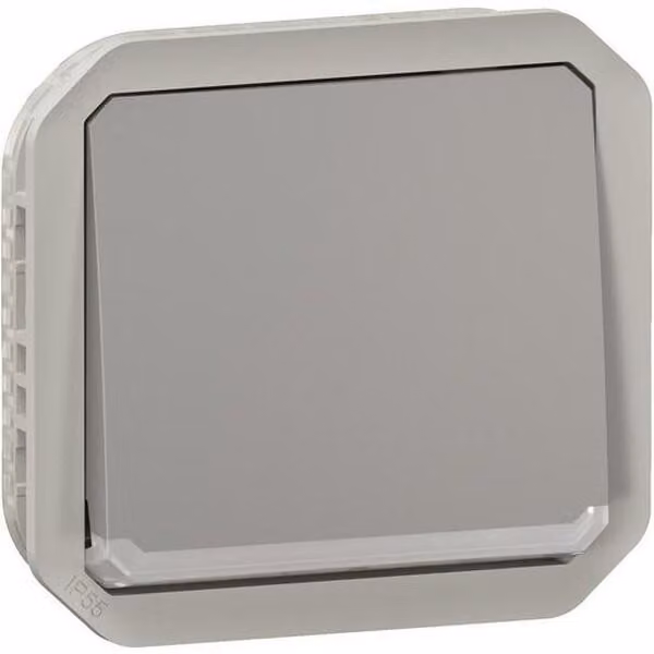 Legrand PLEXO New, interruttore a doppia funzione per ambienti umidi, da incasso a 1 polo con funzione di controllo, spia integrata, IP55, grigio, 069512L