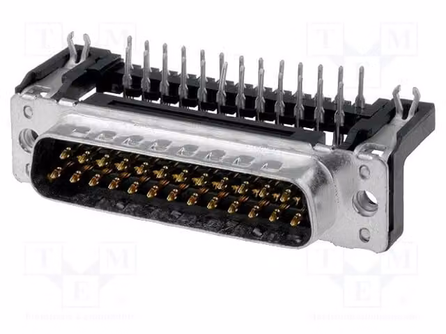 1 connettore D-Sub maschio con angolo a 90°, connettore a pin, per montaggio a traversa (THT), 25 pin. Codice prodotto: 09653626812. Connettore D-Sub maschio