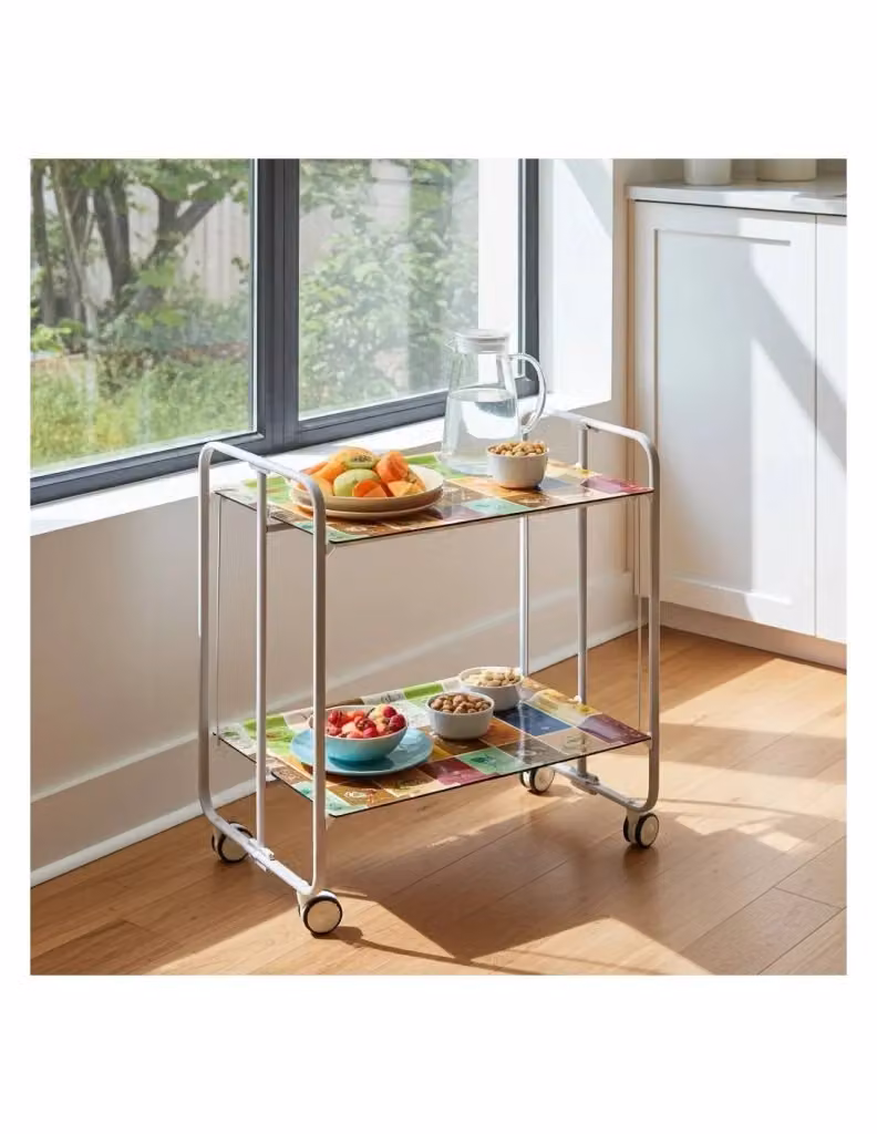 Carrello da cucina pieghevole DON HIERRO grigio con 2 ripiani e ruote L/P/H: 72,0 x 43,0 x 66,0 cm – 2