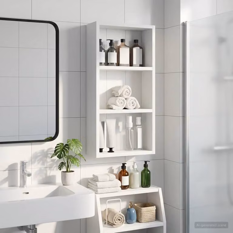 vidaXL Armadio da bagno a muro Bianco 30 x 10 x 60,5 cm