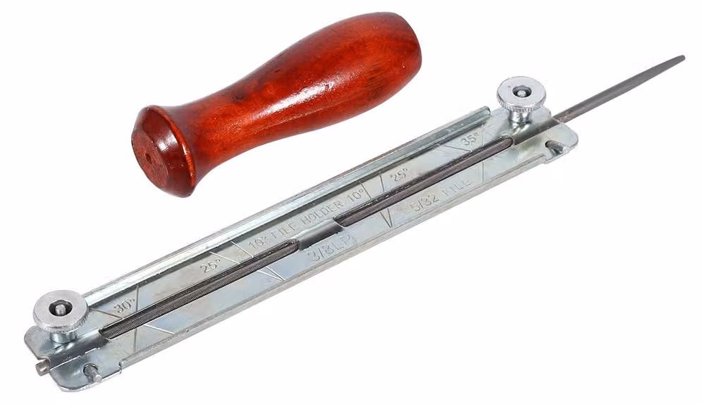1 set di lime per catene di motosega e affilacatene, con supporto in legno (4,0 mm)