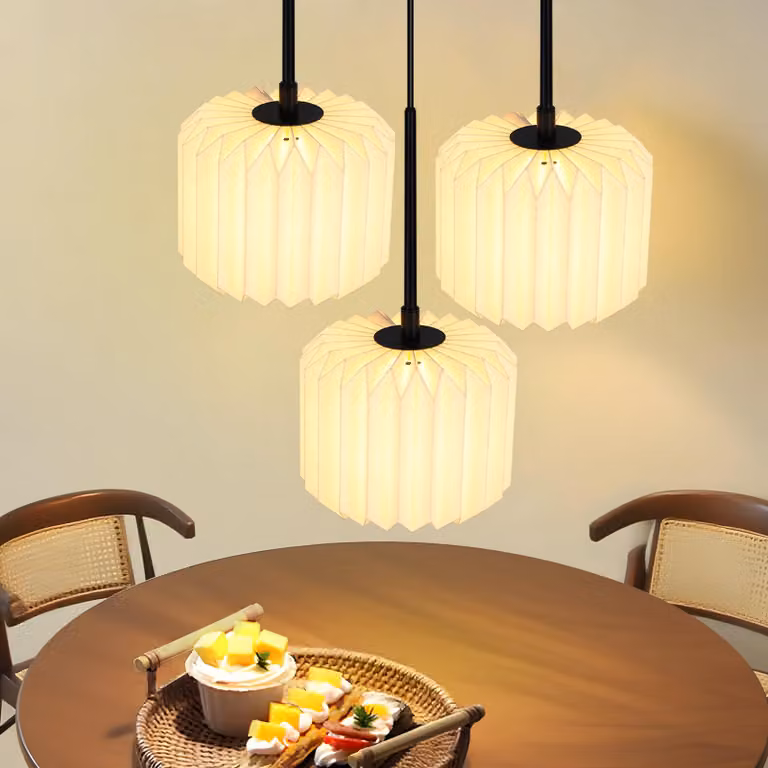 ZMH lampada a sospensione tavolo da pranzo lampada a sospensione sala da pranzo lampada a sospensione 3 fiamma disco vintage carta paralume lampada a sospensione G9 senza lampadina
