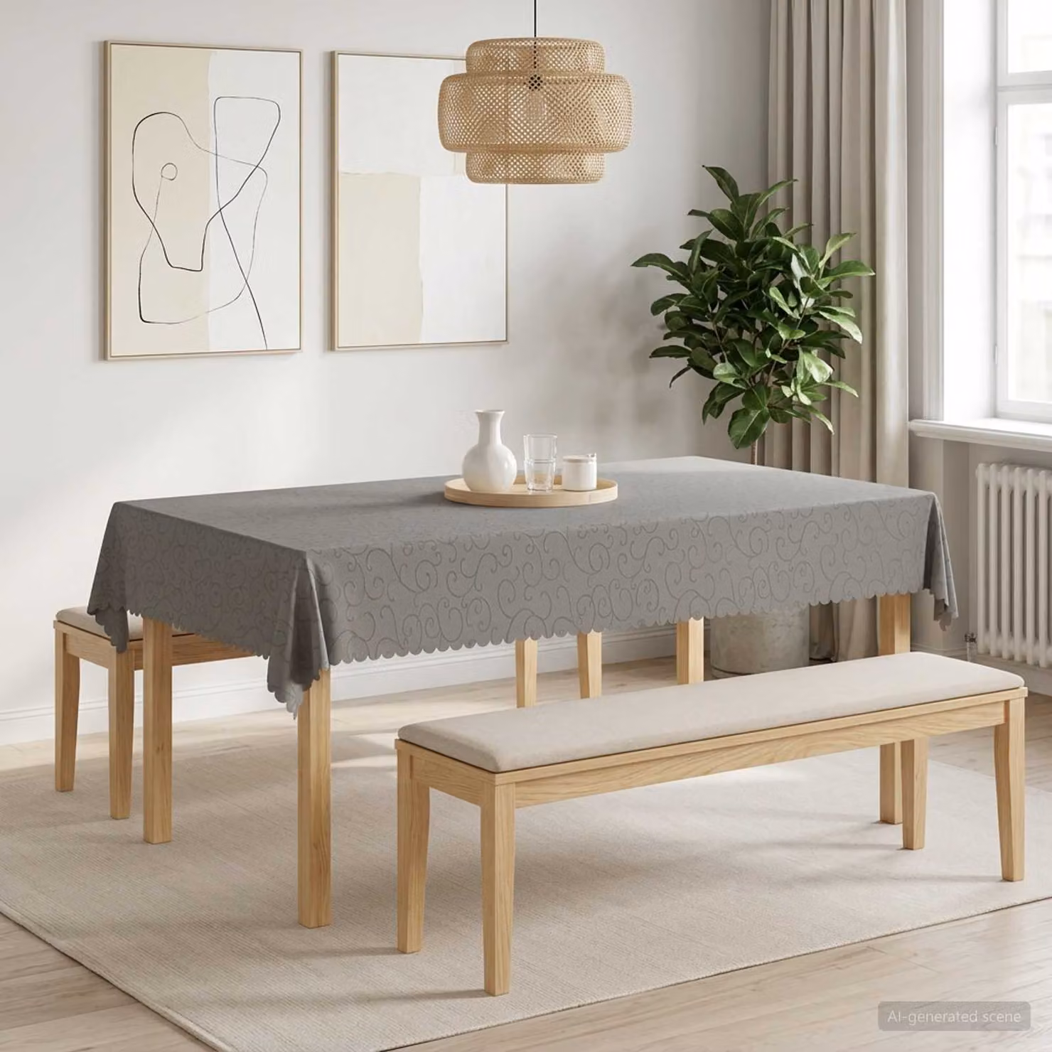 Set di 5 tovaglie rettangolari vidaXL in jacquard idrorepellente, Grigio, L 140 cm x P 200 cm