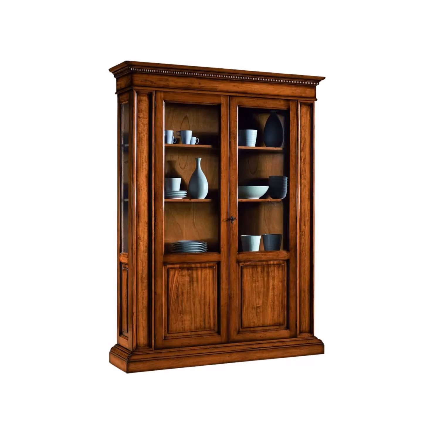 Vetrina in stile arte povera Mobili 2G con 2 ante in legno color noce L: 155 cm, P: 48 cm, H: 210 cm – 1
