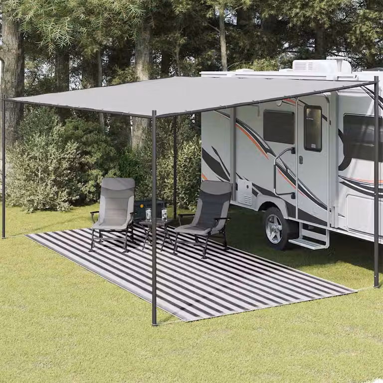 Tappeto da esterno vidaXL a righe moderno, antracite e bianco, L 250 cm x P 500 cm
