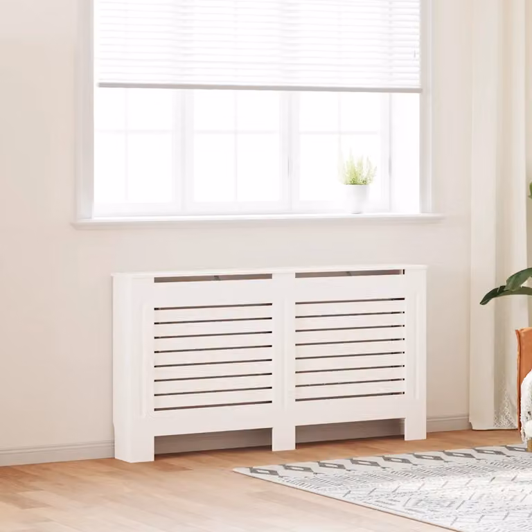 Copertura per radiatore vidaXL bianca in MDF, L: 152 cm, P: 19 cm, H: 81,5 cm