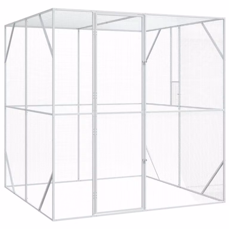 Gabbia per uccelli vidaXL in metallo Argento H: 214 cm, L: 209 cm, P: 202 cm