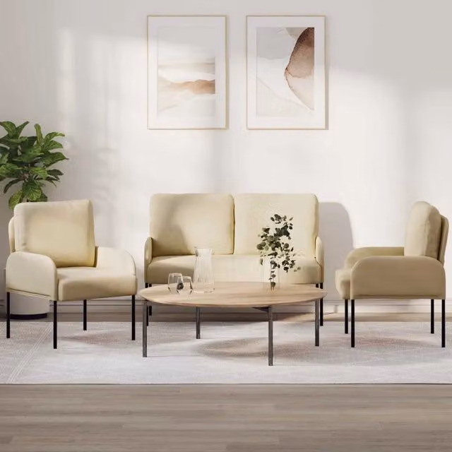 Set divani 3 pz Crema Legno compensato 3406214