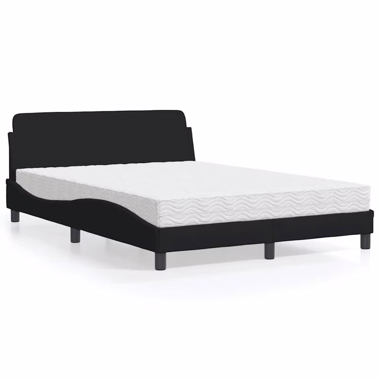 Letto con Materasso Dover vidaXL in Tessuto Nero L/P/H: 120 x 200 cm