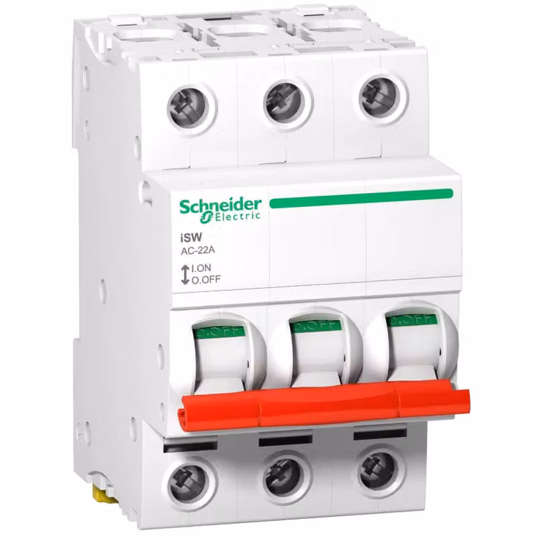 Sezionatore Schneider Electric iSW, 3 poli, 40 A, 415 V CA, manopola rossa A9S66340