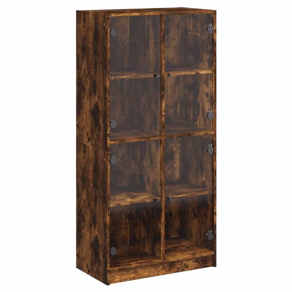 Credenza con Ante Rovere Fumo 68x37x142 cm Legno Multistrato