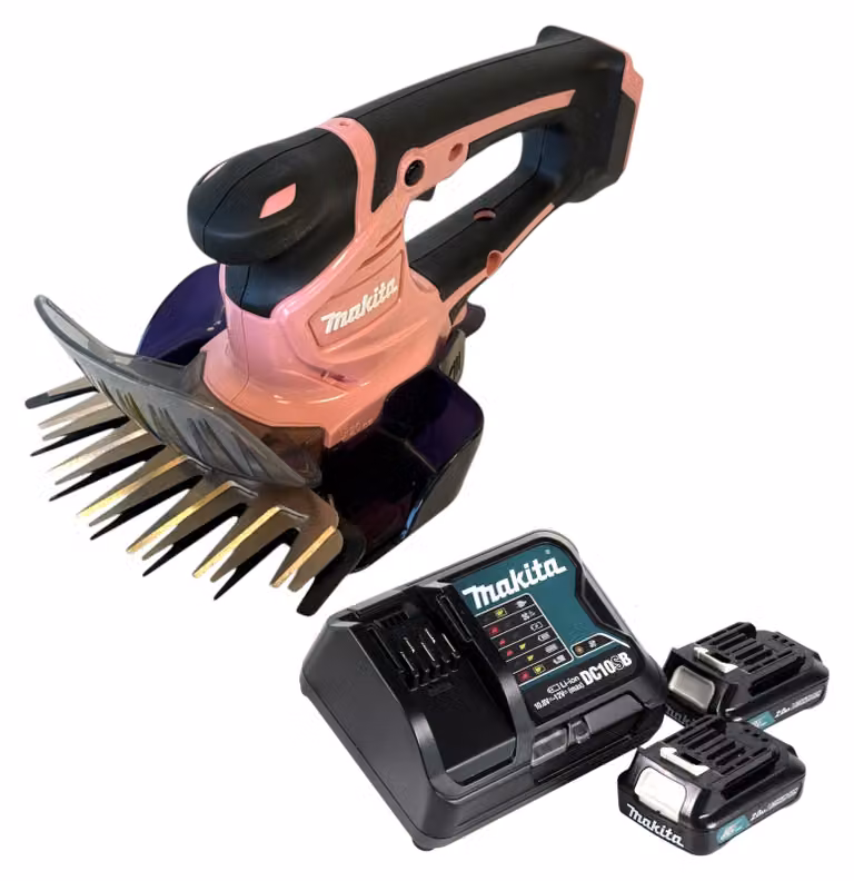 Makita UM 600 DSA2P Batteria cesoie per erba 12 V max 160 mm Rosa + 2x batteria 2,0 Ah + caricabatterie