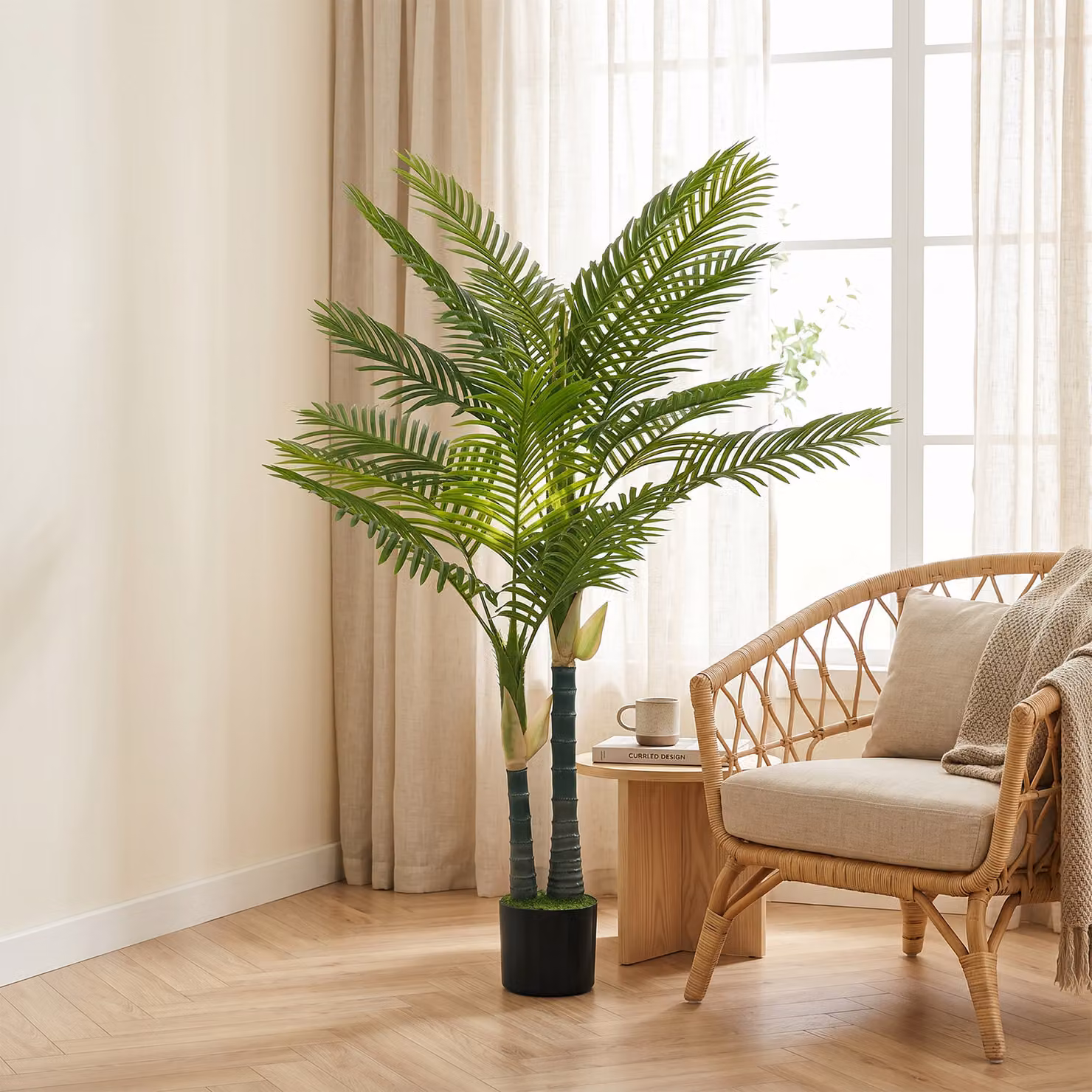 Palma artificiale HOMCOM con vaso, verde, Altezza: 150 cm – 2
