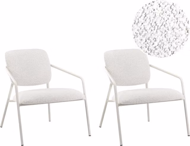 Set di 2 poltrone in tessuto bianco sporco Gambe in metallo con braccioli Soggiorno moderno