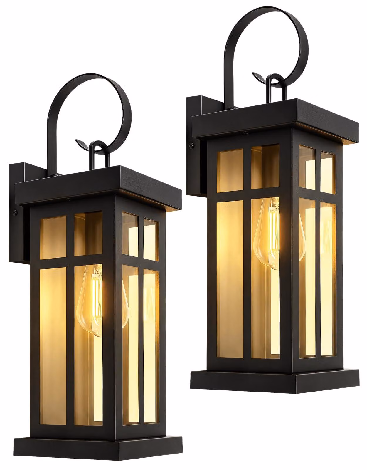 Lampada a parete LED, set da 2, colore nero, 44 cm, con interruttore