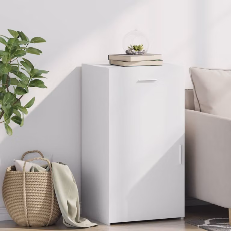 Credenza bianca vidaXL in legno multistrato e MDF, L 50 cm x P 42,5 cm x H 93 cm