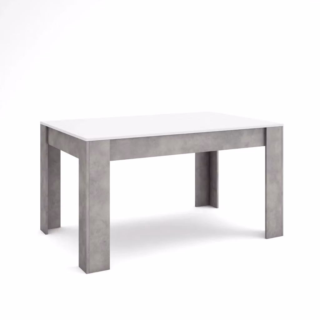 Tavolo da pranzo moderno SKRAUT HOME rettangolare per 6 persone, Bianco e Grigio, L: 140 cm, P: 90 cm, H: 76 cm – 2