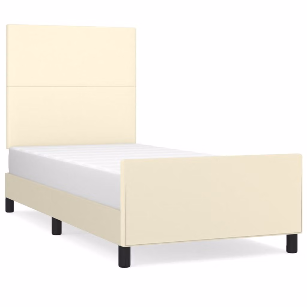 Giroletto con Testiera Crema 90x200 cm in Pelle finta