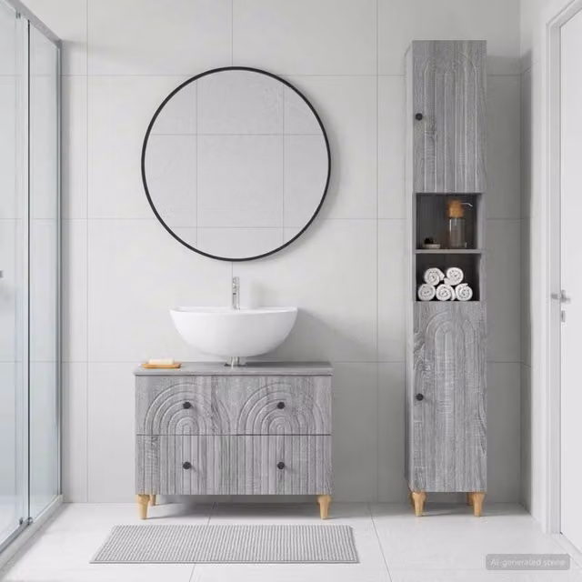 Set di Armadi da Bagno da 2 Pezzi ALKMAAR Sonoma grigio 3417510