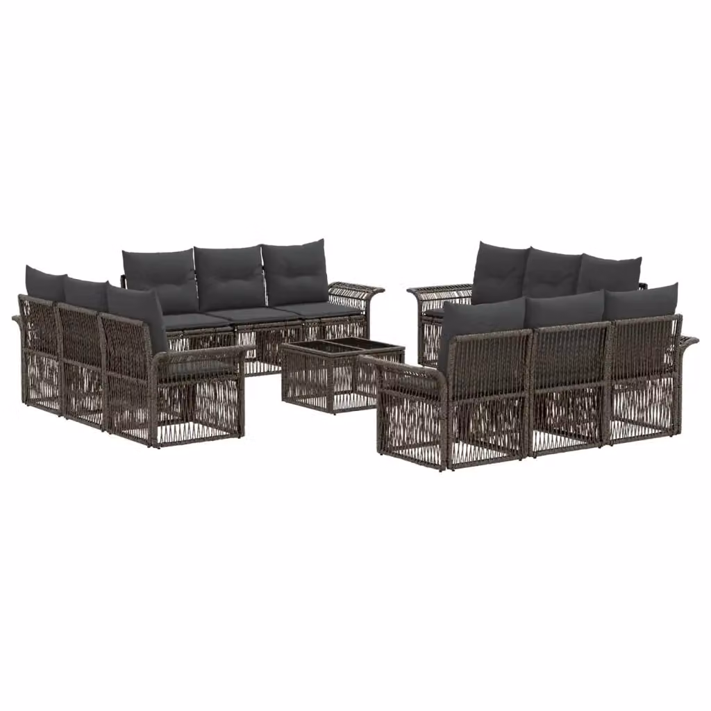 Set Divano da Giardino vidaXL a forma a U in Polyrattan Grigio con Tavolino e Cuscini – 2