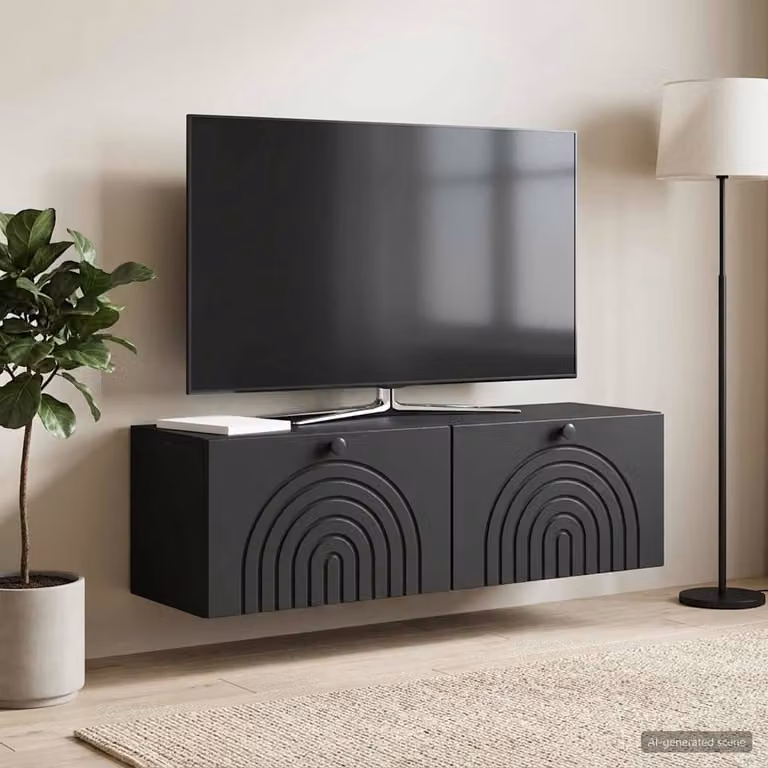 vidaXL Mobile Porta TV da Muro Moderno Nero L/P/H: 98 x 31 x 30 cm