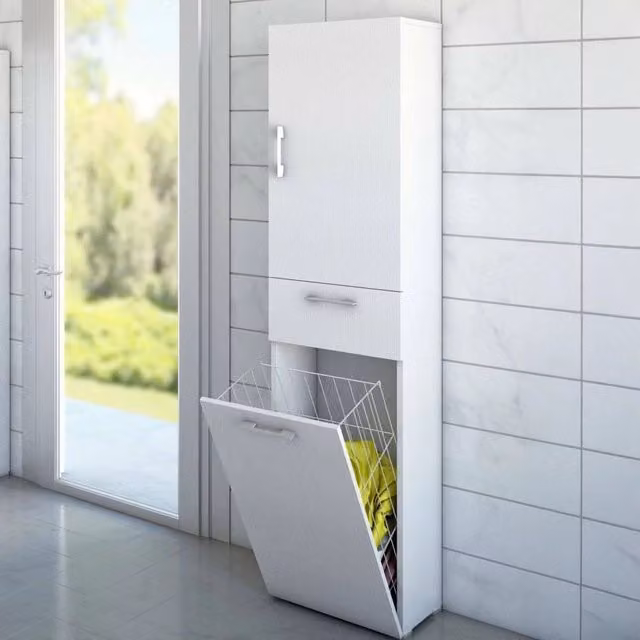 Armadio Multiuso Aryanne DMORA Bianco con 2 Ante e 2 Ripiani, L: 45 cm, P: 32 cm, H: 195 cm