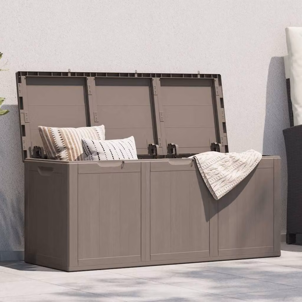 vidaXL Baule da Giardino Marrone con Aspetto Legno in PP da 270 L
