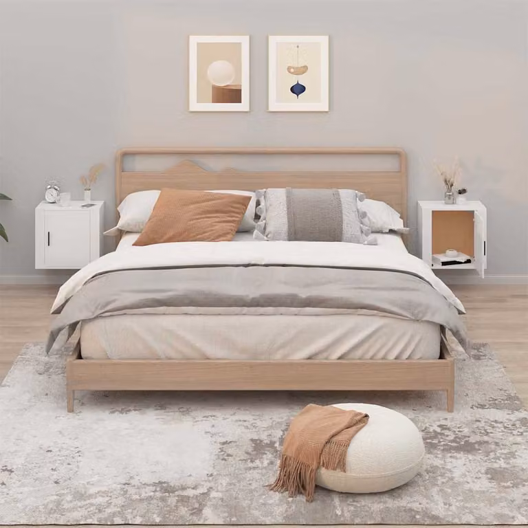 Set di 2 comodini da muro vidaXL bianchi in stile moderno L/P/H: 50 x 36 x 47 cm