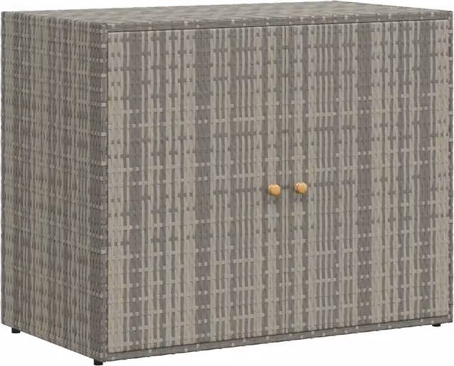 Mobile contenitore da giardino in resina intrecciata grigia con finitura opaca L 100 cm x P 55 cm x H 80 cm