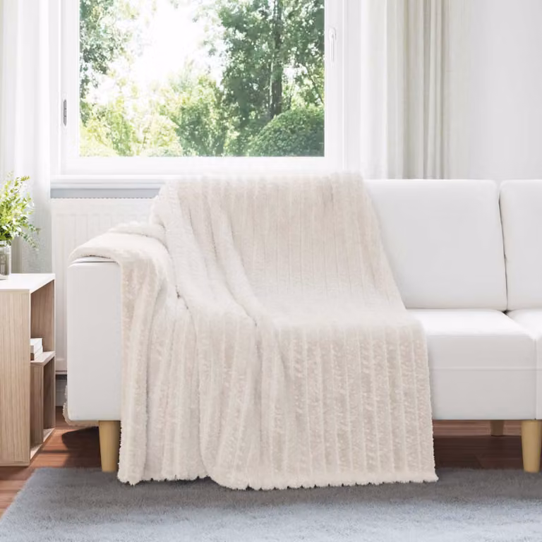 Set di 6 coperte in pile vidaXL colore crema, L 200 x P 150 cm