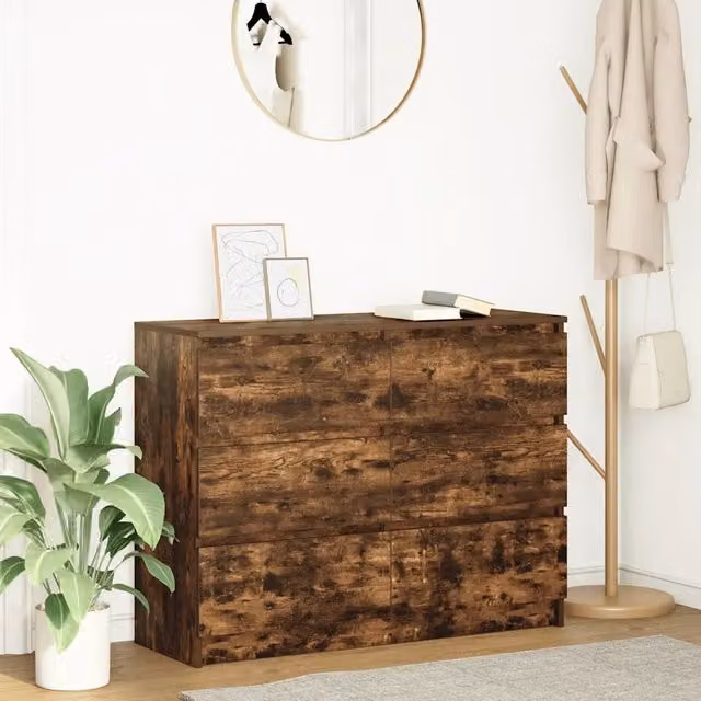 Credenza vidaXL in Rovere Fumo, Design Minimalista, L/P/H: 100 x 35 x 76 cm – 1