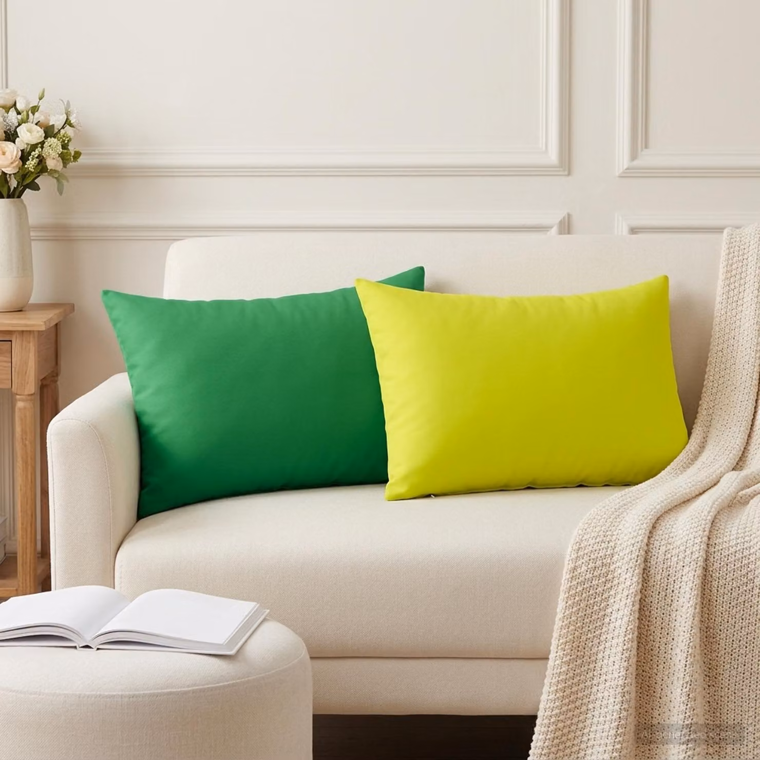 vidaXL Cuscino con cuscino HEERLEN 2 pz Verde brillante. Poliestere